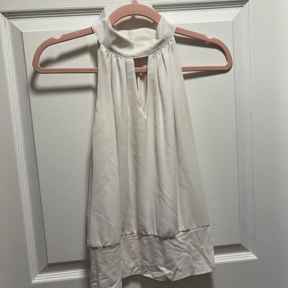 New York & Company Cream Halter Blouse